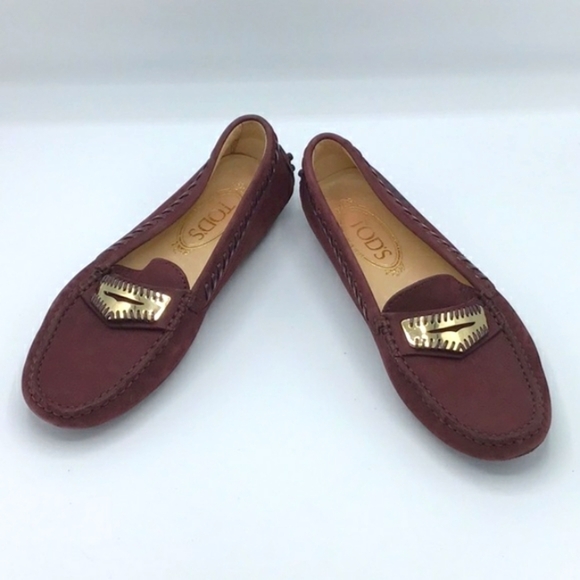 TOD’S Burgundy Suede Driving Loafers Size 36.5 - Picture 14 of 14
